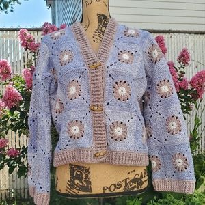 💖 Handmade Granny Square Crochet Cardigan